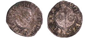 France - Lorraine - Charles II - Double denier (Sierck)
Charles II (1390-1431). A/ KAROLVS DVX LOTHOR Ecu de Lorraine.
R/ MONETA FCA IN SIERK Epée a...