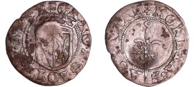 France - Lorraine - Duché de Lorraine - Charles III - Double denier (Nancy) contremarque d'un aiglon
Charles III (1545-1608). A/ CARO D G LOTAR B DVX...