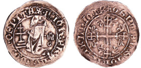 France - Ordre de Saint-Jean à Rhodes - Juan Fernandez de Heredia - Gigliato
Juan Fernandez de Heredia (1377-1396). A/ Le grand maître agenouillé à g...