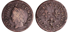 France - Louis XIII (1610-1643) - Double tournois de Warin - 1643 piéfort
TB+
L4L.88-Ga.12
 Cu ; 5.36 gr ; 19 mm