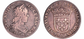 France - Louis XIV (1643-1715) - ¼ d’écu à la mèche longue - 1653 X (Amiens)
TTB
L4L.165-Ga.140
 Ar ; 6.67 gr ; 27 mm
Monnaie non retrouvée dans l...