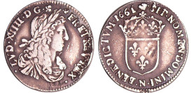France - Louis XIV (1643-1715) - 1/12 d'écu au buste juvénile - 1661 N (Montpellier)
TB
L4L.199-Ga.115
 Ar ; 2.20 gr ; 21 mm