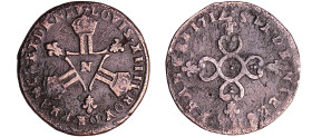 France - Louis XIV (1643-1715) - Six deniers dit « Dardenne » - 1712 N (Montpellier)
TB
L4L.361-Ga.85
 Cu ; 5.34 gr ; 27 mm