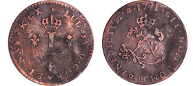 France - Louis XV (1715-1774) - Double sol de billon - 1741 BB (Strasbourg)
TTB
L4L.499-Ga.281
 Bill ; 1.96 gr ; 22 mm