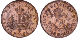 France - Louis XV (1715-1774) - Double sol de billon - 1741 BB (Strasbourg)
TTB+
L4L.499-Ga.281
 Bill ; 1.84 gr ; 22 mm