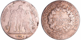 France - Directoire (1795-1799) - 5 francs Hercule union et force An 7 L (Bayonne)
TB
Ga.563-F.287
 Ar ; 24.59 gr ; 37 mm