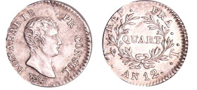 France - Bonaparte premier consul (1799-1804) - 1/4 de franc An 12 T (Nantes)
TTB+
Ga.342-F.157
 Ar ; 1.25 gr ; 15 mm