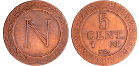 France - Napoléon 1er (1804-1814) - 5 centimes 1808 BB (Strasbourg)
TTB
Ga.127
 Cu ; 6.85 gr ; 28 mm