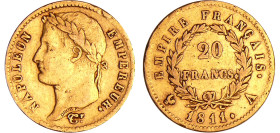 France - Napoléon 1er (1804-1814) - 20 francs revers empire 1811 A (Paris)
TTB
Ga.1025-F.516
 Au ; 6.40 gr ; 21 mm
