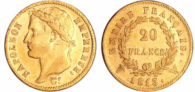 France - Napoléon 1er (1804-1814) - 20 francs revers empire 1813 W (Lille)
TTB+
Ga.1025-F.516
 Au ; 6.40 gr ; 21 mm