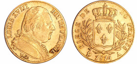 France - Louis XVIII (1815-1824) - 20 francs au buste habillé 1814 A (Paris)
TTB+
Ga.1026-F.517
 Au ; 6.41 gr ; 21 mm