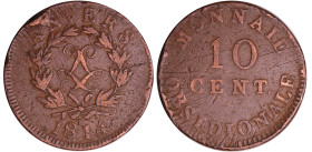 France - Louis XVIII (1815-1824) - 10 centimes Siège d'Anvers 1814 R
TTB
Ga.193-F130C
 Br ; 25.03 gr ; 34 mm