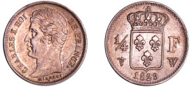 France - Charles X (1824-1830) - 1/4 de franc 1829 W (Lille)
SPL
Ga.353-F.164
 Ar ; 1.25 gr ; 15 mm