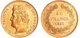 France - Louis-Philippe Ier (1830-1848) - 40 francs 1831 A (Paris)
SUP
Ga.1106-F.546
 Au ; 12.87 gr ; 26 mm