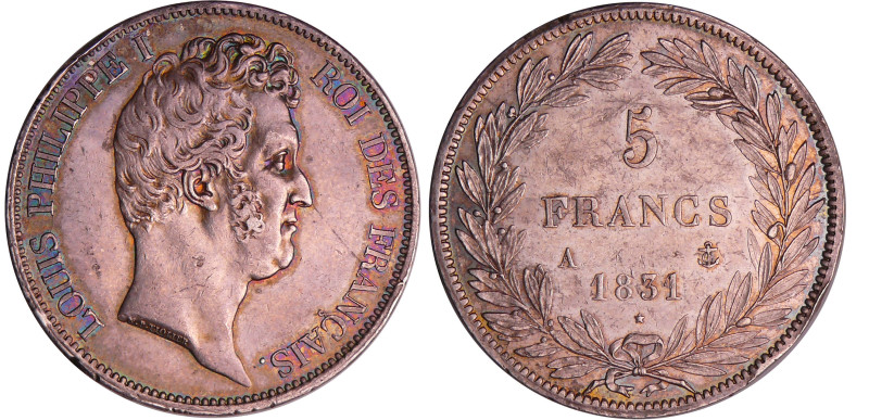 France - Louis-Philippe Ier (1830-1848) - 5 francs tête nue tranche en relief 18...