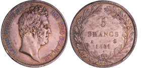 France - Louis-Philippe Ier (1830-1848) - 5 francs tête nue tranche en relief 1831 A (Paris)
SUP
Ga.676a-F.316
 Ar ; 24.85 gr ; 37 mm