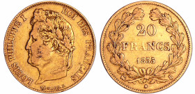 France - Louis-Philippe Ier (1830-1848) - 20 francs tête laurée 1835 B (Rouen)
TTB
Ga.1031-F.527
 Au ; 6.39 gr ; 21 mm
