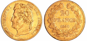 France - Louis-Philippe Ier (1830-1848) - 20 francs tête laurée 1840 A (Paris)
TTB
Ga.1031-F.527
 Au ; 6.37 gr ; 21 mm