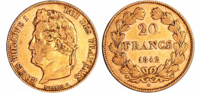 France - Louis-Philippe Ier (1830-1848) - 20 francs tête laurée 1842 W (Lille)
TTB
Ga.1031-F.527
 Au ; 6.43 gr ; 21 mm