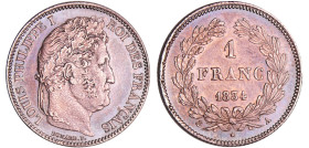 France - Louis-Philippe Ier (1830-1848) - 1 franc tête laurée 1834 A (Paris)
SUP
Ga.453-F.210
 Ar ; 5.00 gr ; 23 mm
