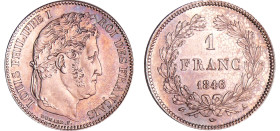 France - Louis-Philippe Ier (1830-1848) - 1 franc tête laurée 1846 A (Paris)
SPL
Ga.453-F.210
 Ar ; 4.99 gr ; 23 mm
