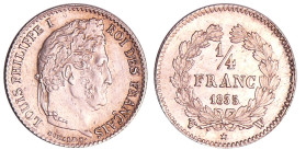 France - Louis-Philippe Ier (1830-1848) - 1/4 de franc 1835 W (Lille)
SPL
Ga.355-F.166
 Ar ; 1.23 gr ; 15 mm