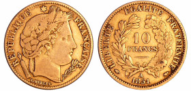 France - Deuxième république (1848-1852) - 10 francs Cérès 1851 A (Paris)
TB
Ga.1012-F.504
 Au ; 3.18 gr ; 19 mm
