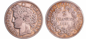 France - Deuxième république (1848-1852) - 2 francs Cérès 1851 A (Paris)
TB+
Ga.522-F.261
 Ar ; 9.75 gr ; 27 mm