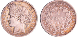 France - Deuxième république (1848-1852) - 1 franc Cérès 1850 BB (Strasbourg) main
TTB
Ga.457-F.211
 Ar ; 4.93 gr ; 23 mm