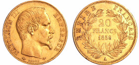 France - Napoléon III (1852-1870) - 20 francs tête nue 1858 A (Paris)
TTB+
Ga.1061-F.531
 Au ; 6.44 gr ; 21 mm