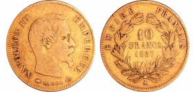 France - Napoléon III (1852-1870) - 10 francs grand module 1857 A ( Paris)
TB
Ga.1014-F.506
 Au ; 3.17 gr ; 19 mm