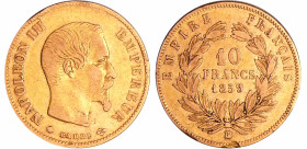France - Napoléon III (1852-1870) - 10 francs grand module 1859 (BB (Strasbourg)
TB+
Ga.1014-F.506
 Au ; 3.18 gr ; 19 mm