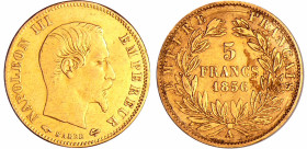 France - Napoléon III (1852-1870) - 5 francs grand module 1856 A (Paris)
TTB
Ga.1001-F.501
 Au ; 1.57 g ; 17 mm