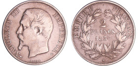 France - Napoléon III (1852-1870) - 2 francs tête nue 1856 A (Paris)
TB
Ga.523-F.262
 Ar ; 9.77 gr ; 27 mm
