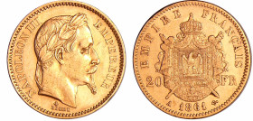France - Napoléon III (1852-1870) - 20 francs tête laurée 1861 A (Paris)
TTB+
Ga.1062-F.532
 Au ; 6.42 gr ; 21 mm