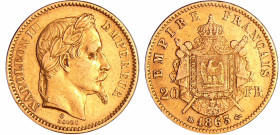 France - Napoléon III (1852-1870) - 20 francs tête laurée 1863 BB (Strasbourg)
TTB
Ga.1062-F.532
 Au ; 6.42 gr ; 21 mm