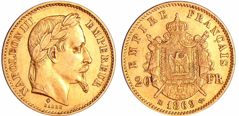 France - Napoléon III (1852-1870) - 20 francs tête laurée 1869 BB (Strasbourg)
...