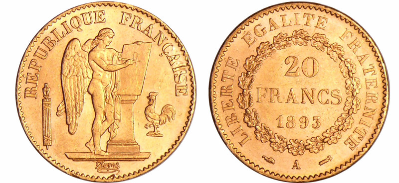 France - Troisième république (1871-1940) - 20 francs Génie 1893 A (Paris)
SPL...
