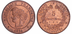 France - Troisième république (1871-1940) - 5 centimes Cérès 1874 K (Paris)
SPL
Ga.157-F.118
 Br ; 4.92 gr ; 25 mm