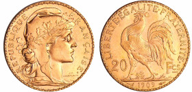 France - Troisième république (1871-1940) - 20 francs Marianne 1909 A (Paris)
SPL
Ga.1064a-F.535
 Au ; 6.46 gr ; 21 mm
