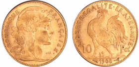 France - Troisième république (1871-1940) - 10 francs Marianne 1908 A (Paris)
SUP
Ga.1017-F.509
 Au ; 3.22 gr ; 19 mm
