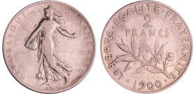 France - Troisième république (1871-1940) - 2 francs Semeuse 1900
TB+
Ga.532-F.266
 Ar ; 9.87 gr ; 27 mm