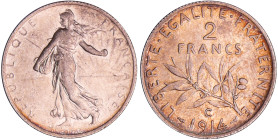 France - Troisième république (1871-1940) - 2 francs Semeuse 1914 C
SPL
Ga.532-F.266
 Ar ; 10.00 gr ; 27 mm