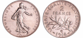 France - Troisième république (1871-1940) - 2 francs Semeuse 1914 C
SUP+
Ga.532-F.266
 Ar ; 10.00 gr ; 27 mm