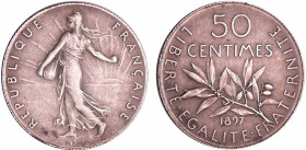 France - Troisième république (1871-1940) - 50 centimes Semeuse 1897 flan mat
SUP+
Ga.420-F.190
 Ar ; 2.48 gr ; 18 mm