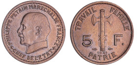 France - Etat-Français (1940-1944) - 5 francs maréchal Pétain 1941
SUP
Ga.764-F.338
 Cupro-Nickel ; 3.77 gr ; 22 mm