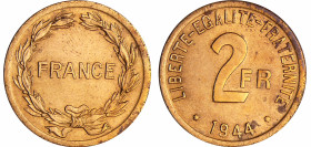France - France libre (1940-1944) - 2 francs France libre - 1944 (Philadelphie)
SUP+
Ga.537-F.271
 Br-Al ; 8.12 gr ; 27 mm