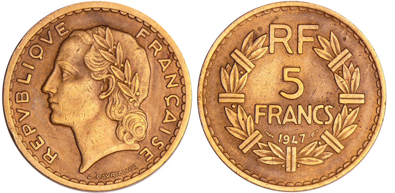 France - Quatrième république (1947-1959) - 5 francs Lavrillier bronze alu 1947...