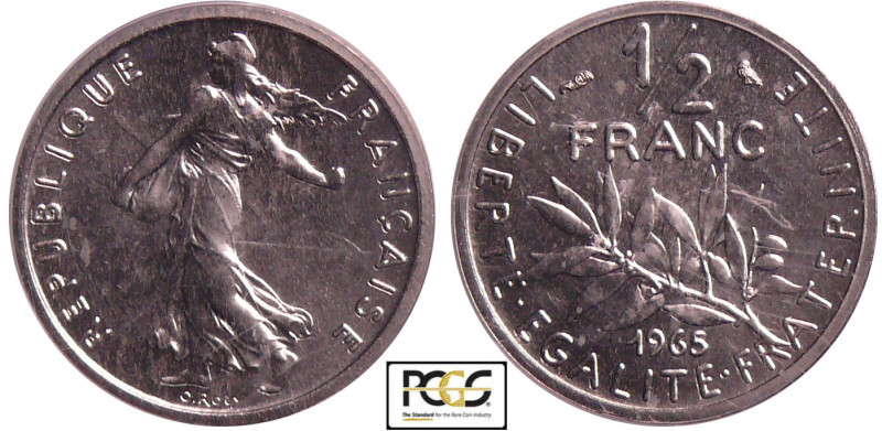 France - Cinquième république (1959- ) - 1/2 franc Semeuse 1965 piéfort
PCGS SP...