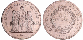 France - Cinquième république (1959- ) - 50 francs Hercule 1974 avec l'avers de la 20 francs
SPL
Ga.881-F.
 Ar ; 30.10 gr ; 41 mm